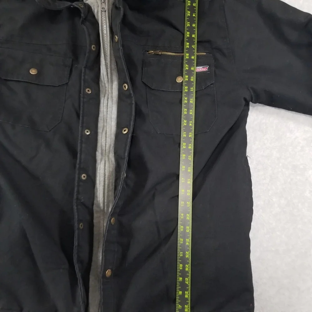 Dickies Jacket Mens Extra Large 2XL Black Hooded‎ Workwear Canvas Fleece Lined
